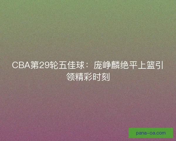 CBA第29轮五佳球：庞峥麟绝平上篮引领精彩时刻