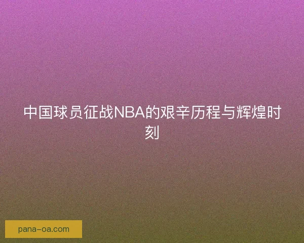 中国球员征战NBA的艰辛历程与辉煌时刻